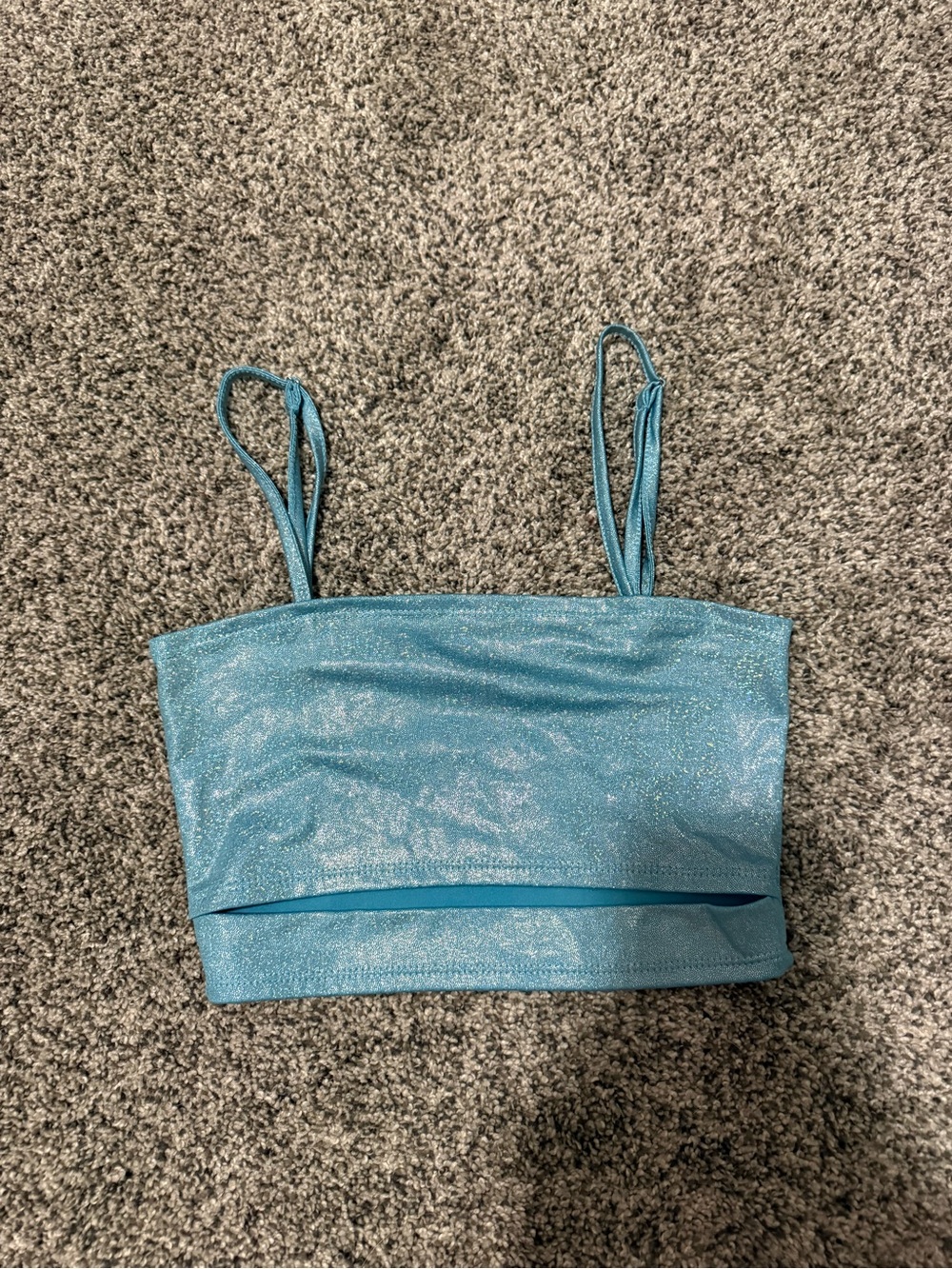 Shimmery Light Blue Crop Tank Top